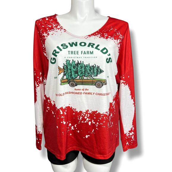 Grisworlds Womens Christmas Shirt Top Tree Farm Festive Holiday Classic 1X - Picture 1 of 9